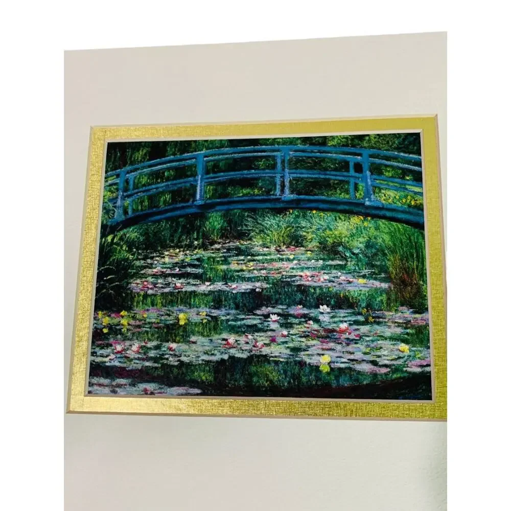 1999 Claude Monet Print Matted in Greeting Card The Japanese Footbridge